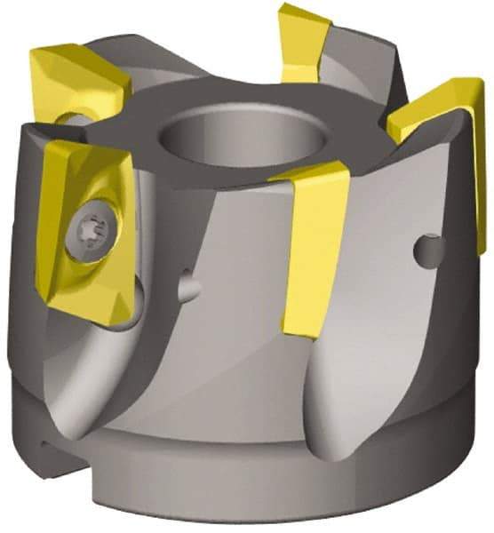 Kennametal - 8 Inserts, 6" Cut Diam, 2" Arbor Diam, 0.71" Max Depth of Cut, Indexable Square-Shoulder Face Mill - 0/90° Lead Angle, 2" High, EC18.., EP18.. Insert Compatibility, Through Coolant, Series Mill 1-18 - Apex Tool & Supply