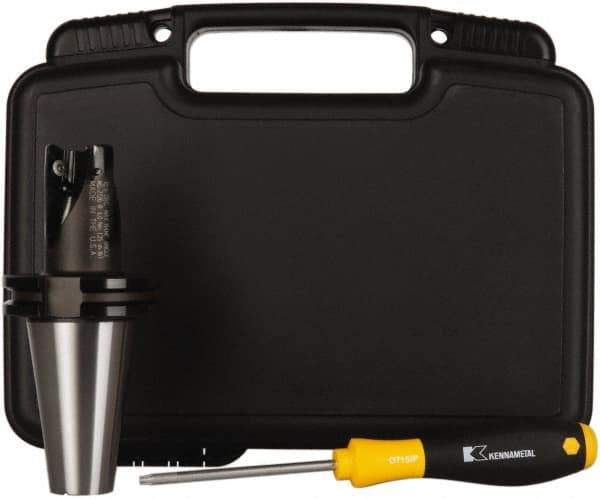 Kennametal - 1-1/4" Cut Diam, 0.71" Max Depth of Cut, 5.562" OAL, Indexable Square Shoulder End Mill - EC18.., EP18.. Inserts, CAT 40 Taper Shank, 0° Lead Angle, Through Coolant - Apex Tool & Supply