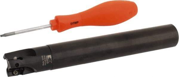Kennametal - 1" Cut Diam, 0.58" Max Depth of Cut, 1" Shank Diam, 7-1/2" OAL, Indexable Square Shoulder End Mill - EC14.., EP14.. Inserts, Cylindrical Shank, 0° Lead Angle, Through Coolant - Apex Tool & Supply