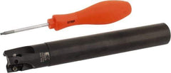 Kennametal - 1" Cut Diam, 0.58" Max Depth of Cut, 1" Shank Diam, 7-1/2" OAL, Indexable Square Shoulder End Mill - EC14.., EP14.. Inserts, Cylindrical Shank, 0° Lead Angle, Through Coolant - Apex Tool & Supply