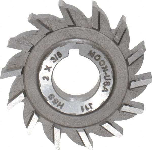 Made in USA - 2" Diam x 3/8" Width of Cut, 14 Teeth, High Speed Steel Side Milling Cutter - Straight Teeth, Uncoated - Apex Tool & Supply