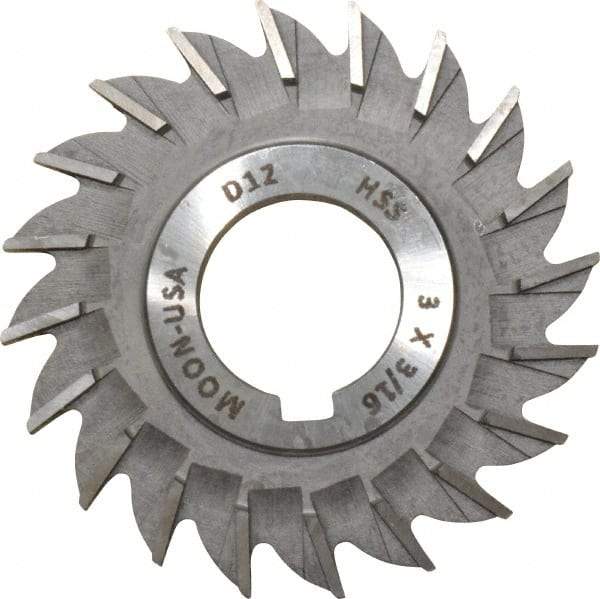 Made in USA - 3" Diam x 3/16" Width of Cut, 20 Teeth, High Speed Steel Side Milling Cutter - Straight Teeth, Uncoated - Apex Tool & Supply