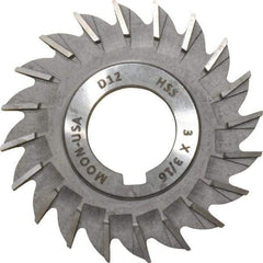 Made in USA - 3" Diam x 3/16" Width of Cut, 20 Teeth, High Speed Steel Side Milling Cutter - Straight Teeth, Uncoated - Apex Tool & Supply