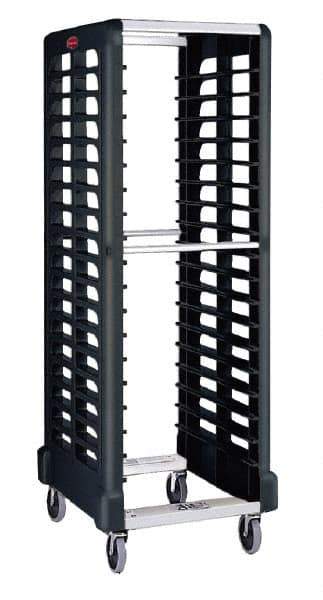 Rubbermaid - 175 Lb Capacity, 23-3/4" Wide x 28-3/4" Long x 67-7/8" High Pan & Tray Cart - 18 Shelf, Plastic, 2 Rigid/2 Swivel Casters - Apex Tool & Supply