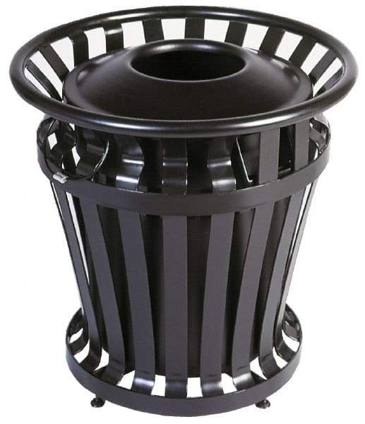 Rubbermaid - 20 Gal Black Round Trash Can - Steel, 27-1/2" High - Apex Tool & Supply