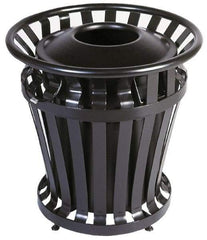 Rubbermaid - 20 Gal Black Round Trash Can - Steel, 27-1/2" High - Apex Tool & Supply