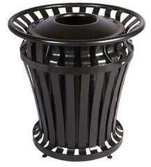 Rubbermaid - Black Round Trash Can - Steel, 32" High - Apex Tool & Supply