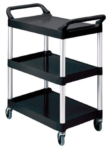 Rubbermaid - 200 Lb Capacity, 18-5/8" Wide x 33-5/8" Long x 37-3/4" High Standard Utility Cart - 3 Shelf, Plastic, Swivel Casters - Apex Tool & Supply