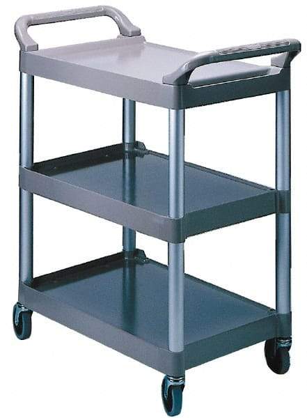 Rubbermaid - 200 Lb Capacity, 18-5/8" Wide x 33-5/8" Long x 37-3/4" High Standard Utility Cart - 3 Shelf, Plastic, Swivel Casters - Apex Tool & Supply