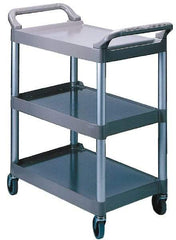 Rubbermaid - 200 Lb Capacity, 18-5/8" Wide x 33-5/8" Long x 37-3/4" High Standard Utility Cart - 3 Shelf, Plastic, Swivel Casters - Apex Tool & Supply