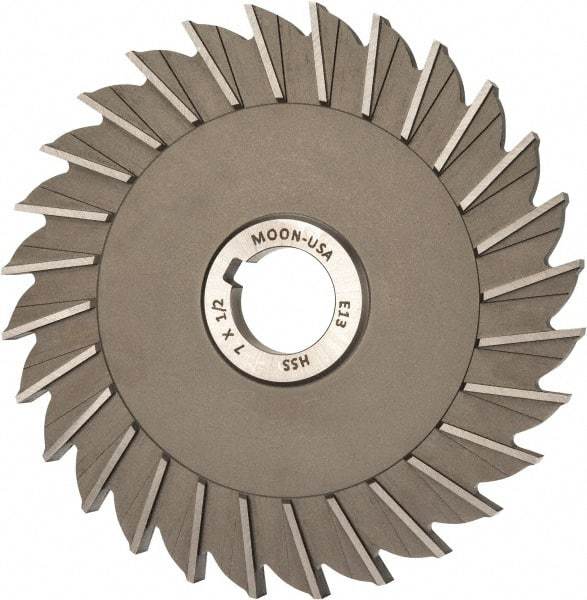 Made in USA - 7" Diam x 1/2" Width of Cut, 28 Teeth, High Speed Steel Side Milling Cutter - Straight Teeth, Uncoated - Apex Tool & Supply