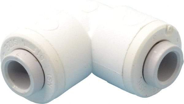 Parker - 1/4" Outside Diam, Polypropylene Push-to-Connect Tube Union Elbow - 150 Max psi, Tan - Apex Tool & Supply