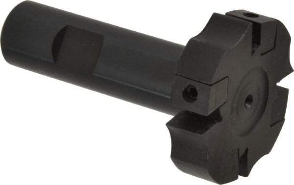 APT - Shank Connection, 0.485" Cutting Width, 9/16" Depth of Cut, 2" Cutter Diam, 4 Tooth Indexable Slotting Cutter - 3/4" Shank Diam, SM24 Toolholder, CTA 4 Insert, Right Hand Cutting Direction - Apex Tool & Supply