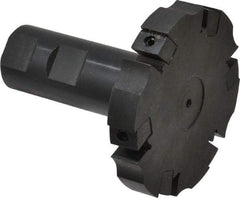 APT - Shank Connection, 3/8" Cutting Width, 15/16" Depth of Cut, 3" Cutter Diam, 6 Tooth Indexable Slotting Cutter - 1" Shank Diam, SM36 Toolholder, CTA 2 Insert, Right Hand Cutting Direction - Apex Tool & Supply