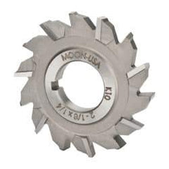 Made in USA - 2-1/8" Diam x 1/4" Width of Cut, 14 Teeth, High Speed Steel Side Milling Cutter - Staggered Teeth, Uncoated - Apex Tool & Supply