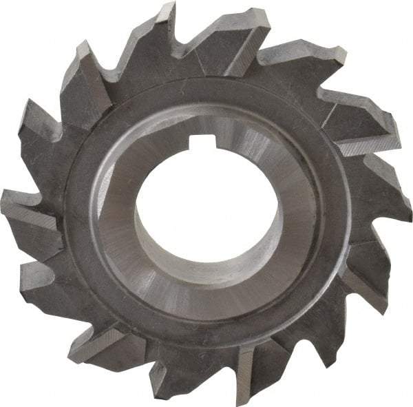 Made in USA - 2-1/8" Diam x 3/8" Width of Cut, 14 Teeth, High Speed Steel Side Milling Cutter - Staggered Teeth, Uncoated - Apex Tool & Supply