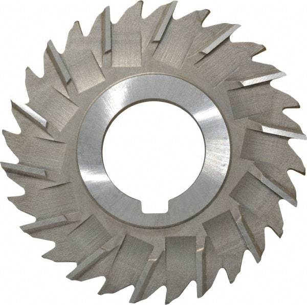 Made in USA - 3" Diam x 5/32" Width of Cut, 28 Teeth, High Speed Steel Side Milling Cutter - Staggered Teeth, Uncoated - Apex Tool & Supply
