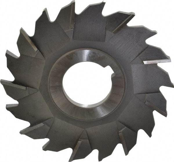 Made in USA - 3-1/2" Diam x 7/32" Width of Cut, 18 Teeth, High Speed Steel Side Milling Cutter - Staggered Teeth, Uncoated - Apex Tool & Supply