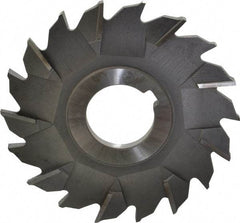 Made in USA - 3-1/2" Diam x 7/32" Width of Cut, 18 Teeth, High Speed Steel Side Milling Cutter - Staggered Teeth, Uncoated - Apex Tool & Supply