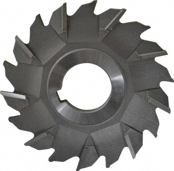 Made in USA - 3-1/2" Diam x 1/4" Width of Cut, 18 Teeth, High Speed Steel Side Milling Cutter - Staggered Teeth, Uncoated - Apex Tool & Supply