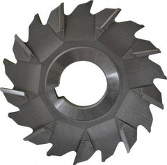 Made in USA - 3-1/2" Diam x 1/4" Width of Cut, 18 Teeth, High Speed Steel Side Milling Cutter - Staggered Teeth, Uncoated - Apex Tool & Supply