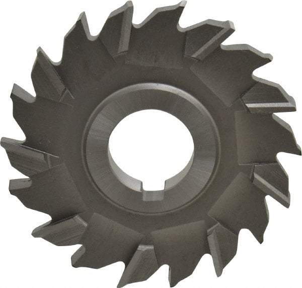Made in USA - 3-1/2" Diam x 3/8" Width of Cut, 18 Teeth, High Speed Steel Side Milling Cutter - Staggered Teeth, Uncoated - Apex Tool & Supply