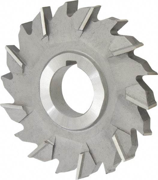 Made in USA - 3-1/2" Diam x 7/16" Width of Cut, 18 Teeth, High Speed Steel Side Milling Cutter - Staggered Teeth, Uncoated - Apex Tool & Supply