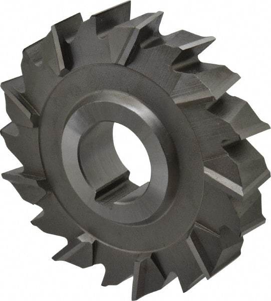 Made in USA - 3-1/2" Diam x 3/4" Width of Cut, 18 Teeth, High Speed Steel Side Milling Cutter - Staggered Teeth, Uncoated - Apex Tool & Supply