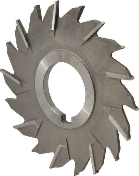 Made in USA - 4" Diam x 3/16" Width of Cut, 18 Teeth, High Speed Steel Side Milling Cutter - Staggered Teeth, Uncoated - Apex Tool & Supply
