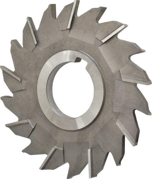 Made in USA - 4" Diam x 1/4" Width of Cut, 18 Teeth, High Speed Steel Side Milling Cutter - Staggered Teeth, Uncoated - Apex Tool & Supply