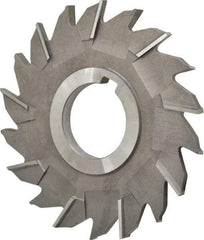 Made in USA - 4" Diam x 1/4" Width of Cut, 18 Teeth, High Speed Steel Side Milling Cutter - Staggered Teeth, Uncoated - Apex Tool & Supply