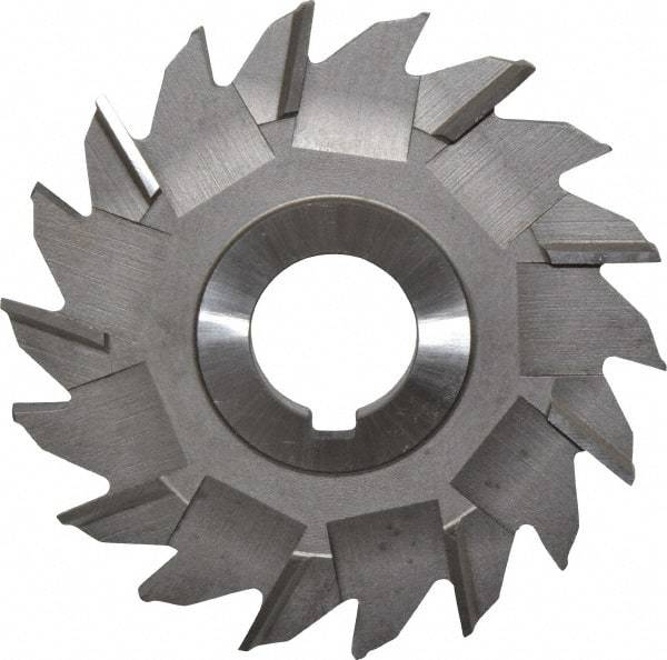 Made in USA - 4" Diam x 5/16" Width of Cut, 18 Teeth, High Speed Steel Side Milling Cutter - Staggered Teeth, Uncoated - Apex Tool & Supply