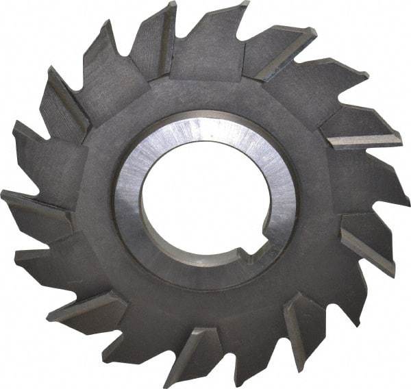 Made in USA - 4" Diam x 5/16" Width of Cut, 18 Teeth, High Speed Steel Side Milling Cutter - Staggered Teeth, Uncoated - Apex Tool & Supply