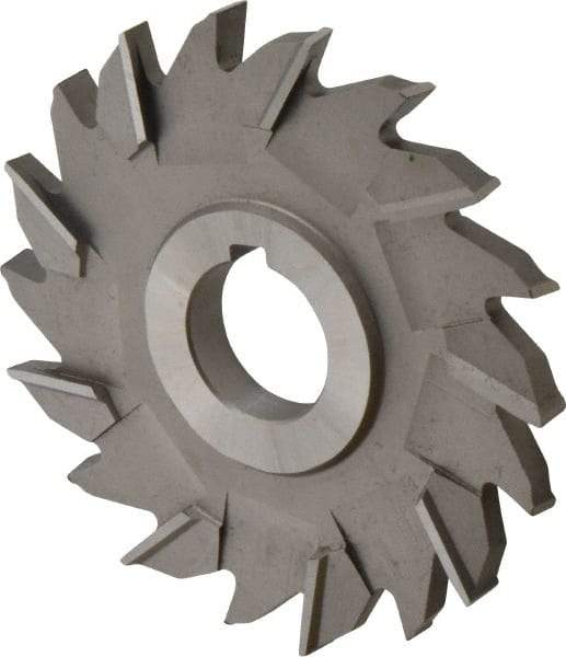 Made in USA - 4" Diam x 3/8" Width of Cut, 18 Teeth, High Speed Steel Side Milling Cutter - Staggered Teeth, Uncoated - Apex Tool & Supply