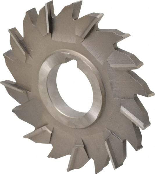 Made in USA - 4" Diam x 3/8" Width of Cut, 18 Teeth, High Speed Steel Side Milling Cutter - Staggered Teeth, Uncoated - Apex Tool & Supply