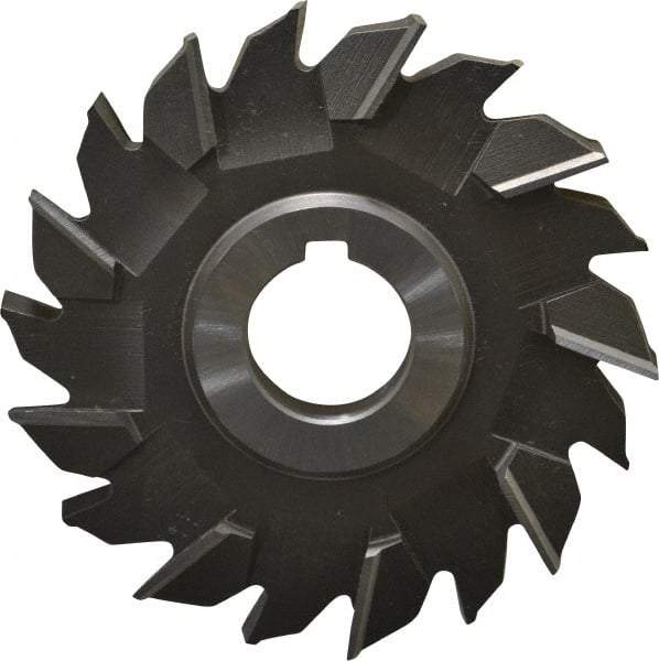 Made in USA - 4" Diam x 1/2" Width of Cut, 18 Teeth, High Speed Steel Side Milling Cutter - Staggered Teeth, Uncoated - Apex Tool & Supply