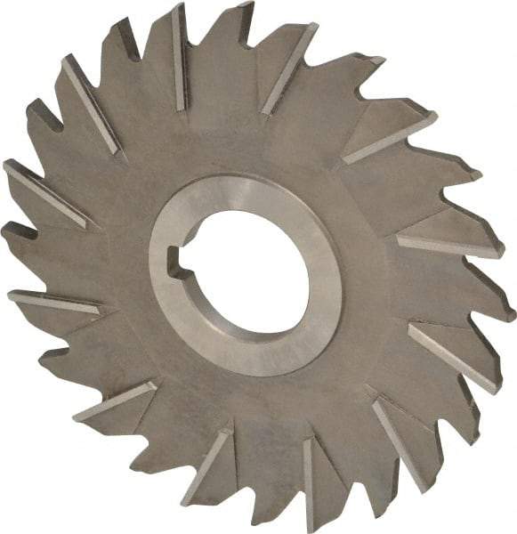 Made in USA - 5" Diam x 1/4" Width of Cut, 24 Teeth, High Speed Steel Side Milling Cutter - Staggered Teeth, Uncoated - Apex Tool & Supply