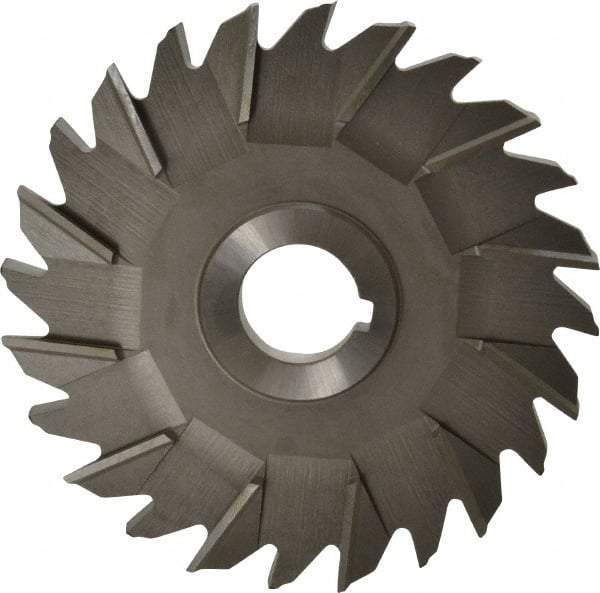 Made in USA - 5" Diam x 3/8" Width of Cut, 24 Teeth, High Speed Steel Side Milling Cutter - Staggered Teeth, Uncoated - Apex Tool & Supply