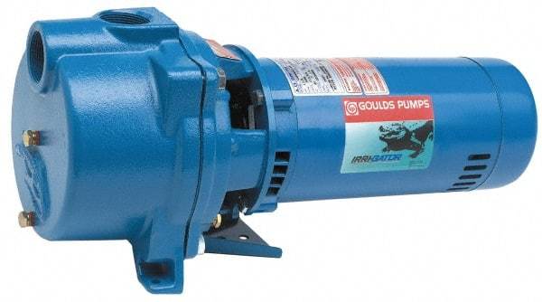 Goulds Pumps - 115/230 Volt, 16.2/8.1 Amp, 1 Phase, 1 HP, Self Priming Centrifugal Pump - 48J Frame, 1-1/2 Inch Inlet, 60 Max GPM, ODP Motor, Cast Iron Housing, Noryl Impeller, 118 Ft. Shut Off, Carbon Ceramic Mechanical Seal - Apex Tool & Supply