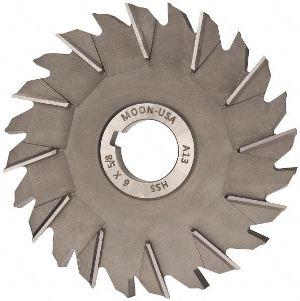 Made in USA - 6" Diam x 5/8" Width of Cut, 24 Teeth, High Speed Steel Side Milling Cutter - Staggered Teeth, Uncoated - Apex Tool & Supply