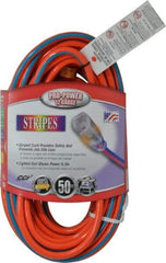 Southwire - 50', 12/3 Gauge/Conductors, Orange/Blue Outdoor Extension Cord - 1 Receptacle, 15 Amps, 125 VAC, UL SJTW, NEMA 5-15P, 5-15R - Apex Tool & Supply