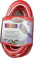 Southwire - 50', 12/3 Gauge/Conductors, Red/White Outdoor Extension Cord - 1 Receptacle, 15 Amps, 125 VAC, UL SJTW, NEMA 5-15P, 5-15R - Apex Tool & Supply