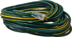 Southwire - 50', 12/3 Gauge/Conductors, Green/Yellow Outdoor Extension Cord - 1 Receptacle, 15 Amps, 125 VAC, UL SJTW, NEMA 5-15P, 5-15R - Apex Tool & Supply