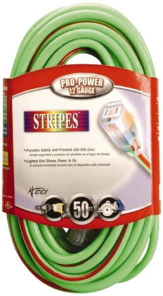 Southwire - 50', 12/3 Gauge/Conductors, Green/Red Outdoor Extension Cord - 1 Receptacle, 15 Amps, 125 VAC, UL SJTW, NEMA 5-15P, 5-15R - Apex Tool & Supply
