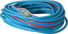 Southwire - 50', 12/3 Gauge/Conductors, Blue/Red Outdoor Extension Cord - 1 Receptacle, 15 Amps, 125 VAC, UL SJTW, NEMA 5-15P, 5-15R - Apex Tool & Supply