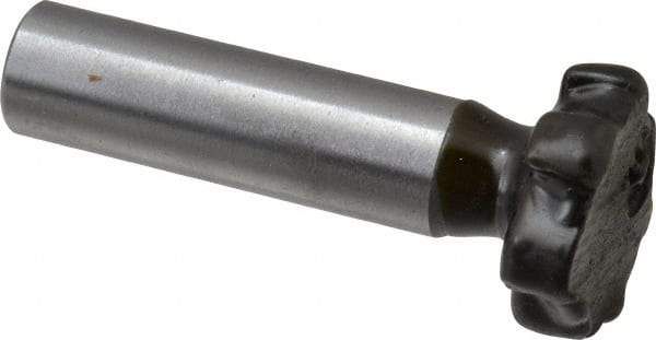 Made in USA - 7/8" Diam x 7/32" Face Width, Carbide-Tipped, 6 Teeth, Shank Connection Woodruff Keyseat Cutter - Uncoated, 2-7/32" OAL x 1/2" Shank, Staggered Teeth, ANSI 707, Old Standard 12 - Apex Tool & Supply