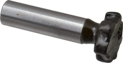 Made in USA - 7/8" Diam x 7/32" Face Width, Carbide-Tipped, 6 Teeth, Shank Connection Woodruff Keyseat Cutter - Uncoated, 2-7/32" OAL x 1/2" Shank, Staggered Teeth, ANSI 707, Old Standard 12 - Apex Tool & Supply