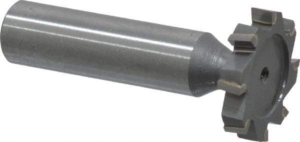 Made in USA - 1" Diam x 3/16" Face Width, Carbide-Tipped, 8 Teeth, Shank Connection Woodruff Keyseat Cutter - Uncoated, 2-3/16" OAL x 1/2" Shank, Staggered Teeth, ANSI 608, Old Standard 13 - Apex Tool & Supply