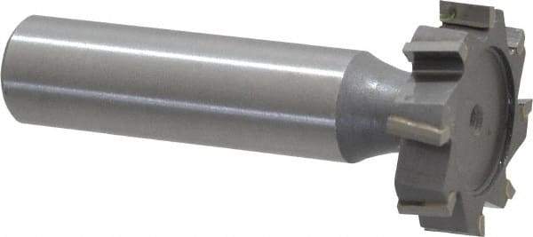 Made in USA - 1" Diam x 1/4" Face Width, Carbide-Tipped, 8 Teeth, Shank Connection Woodruff Keyseat Cutter - Uncoated, 2-1/4" OAL x 1/2" Shank, Staggered Teeth, ANSI 808, Old Standard 15 - Apex Tool & Supply