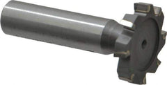 Made in USA - 1-1/8" Diam x 3/16" Face Width, Carbide-Tipped, 8 Teeth, Shank Connection Woodruff Keyseat Cutter - Uncoated, 2-3/16" OAL x 1/2" Shank, Staggered Teeth, ANSI 609, Old Standard 16 - Apex Tool & Supply